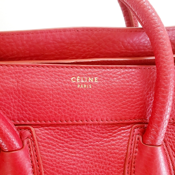 NEW Mini Celine Luggage Red Leather Handbag - Picture 8 of 10